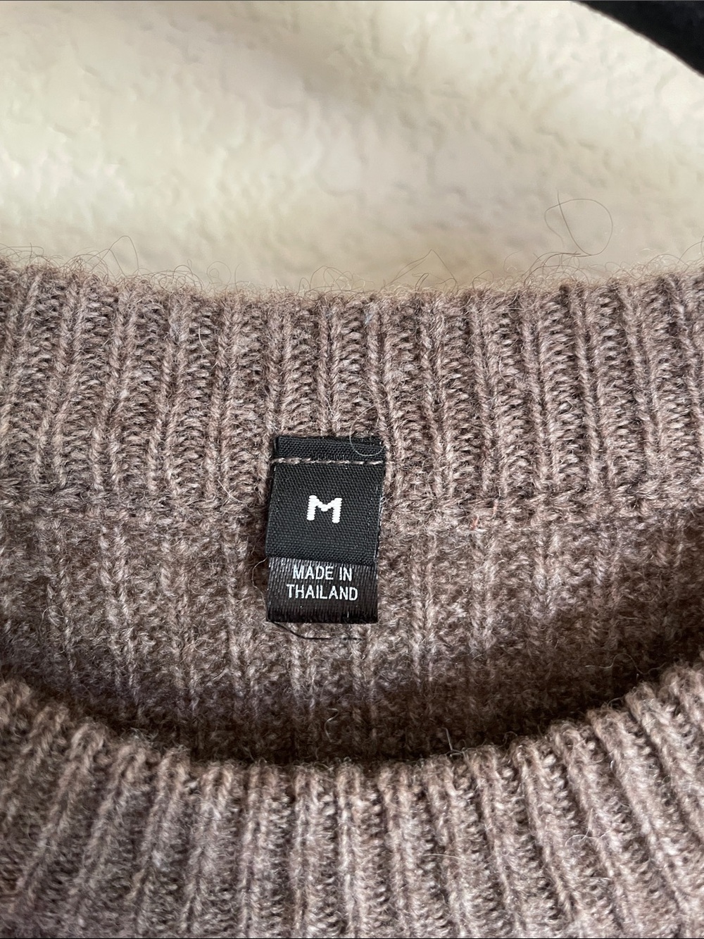 Muji Yak Hair Wool Ribbed Crewneck Sweater Taupe Women’s M Minimalist Natural - Picture 2 of 10
